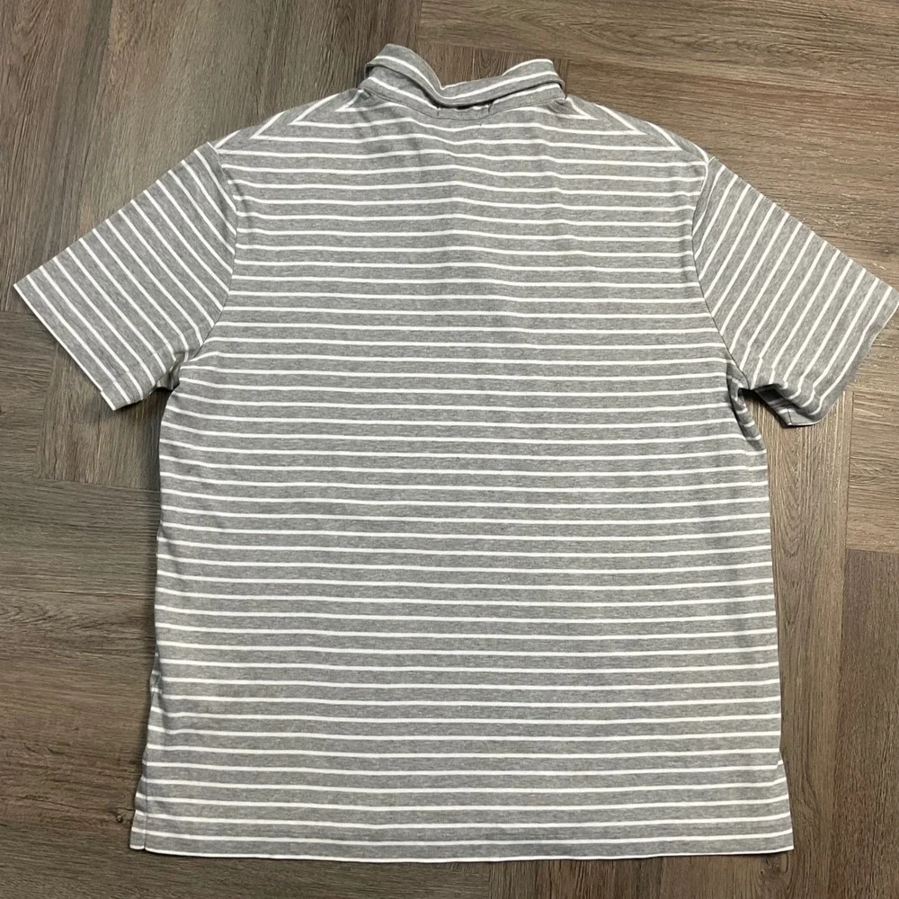 Polo Ralph Lauren Soft Touch Stripe Polo Shirt Mens Large Gray White Preppy Golf
